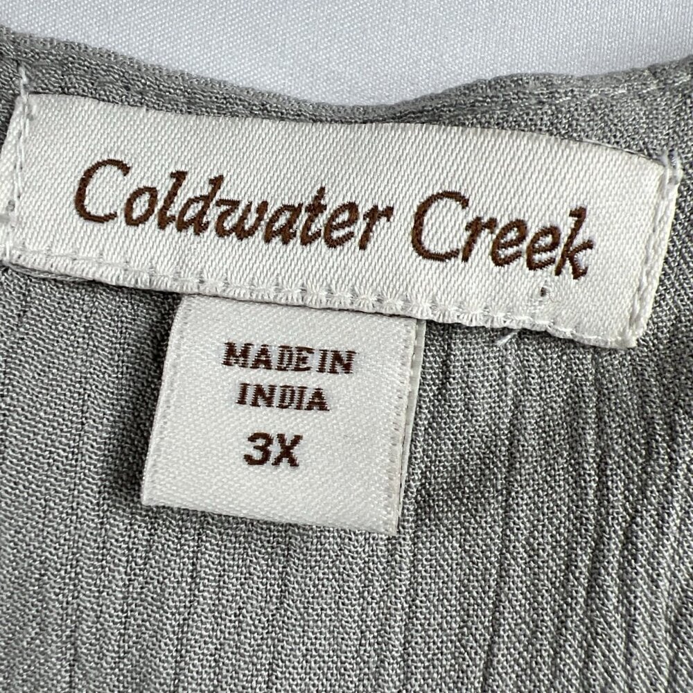 Coldwater Creek Womens Top Blouse Plus 3X Sleeveless Solid‎ Gray Layered Crinkle - Picture 2 of 7